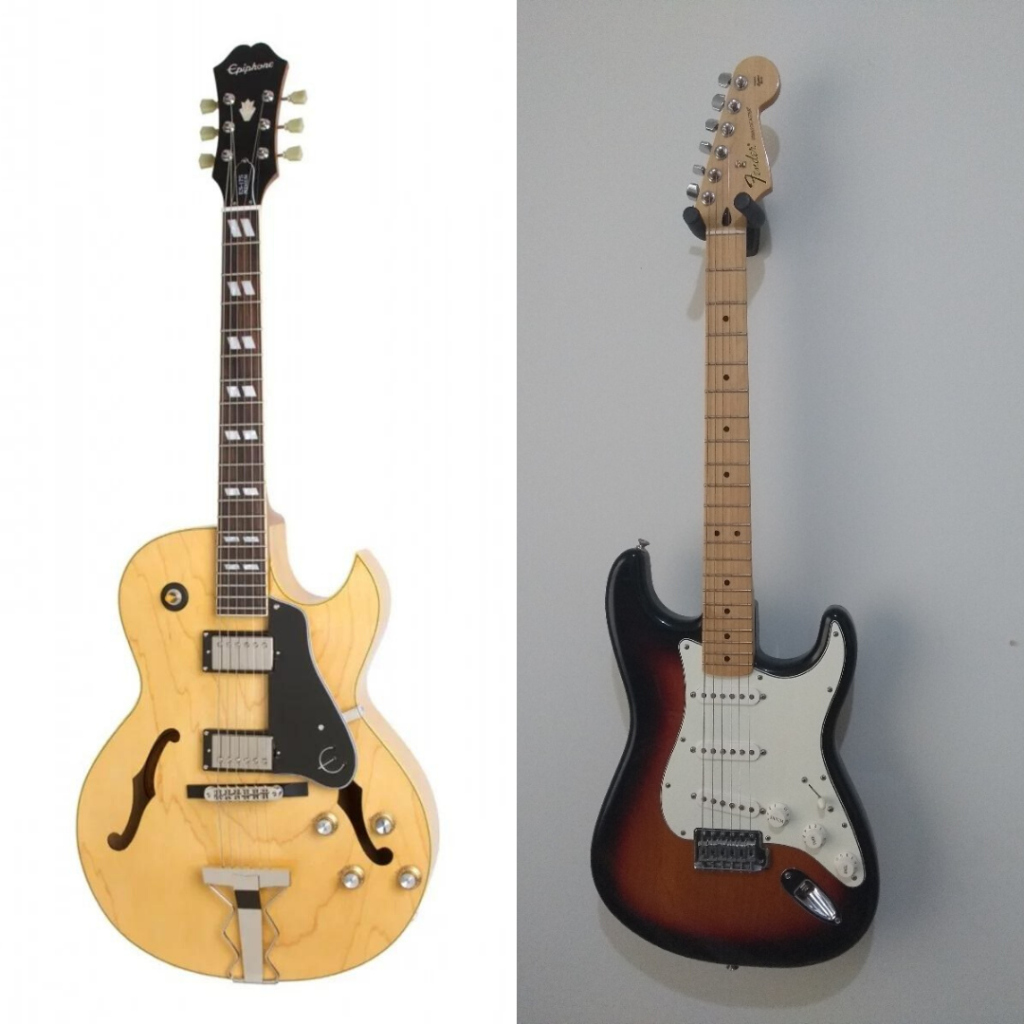 guitarra elétrica e guitarra acústica